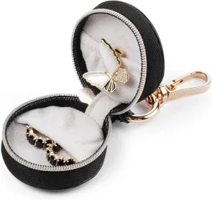 CASEGRACE Ring holder Keychain for jewelry,Portable Mini Gym Travel Jewelry Case for Earrings, Rings, Necklaces Man and Women (Black) Style A