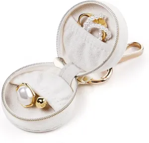CASEGRACE Ring holder Keychain for jewelry,Portable Mini Gym Travel Jewelry Case for Earrings, Rings, Necklaces Man and Women (White) Style A