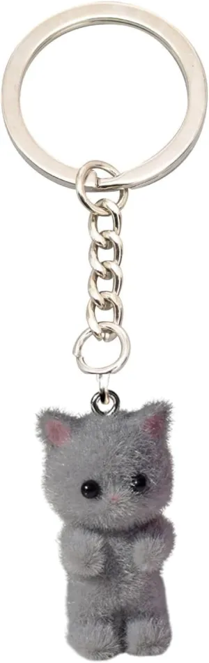 Cat Keychain Y2K Cute Fuzzy Aesthetic Kawaii Keychains charms Accessories for Bag Backpack Wallet Pendants Decor