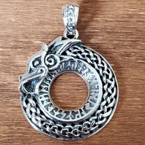 Celtic Dragon Rune .925 Solid Sterling Silver Charm Pendant