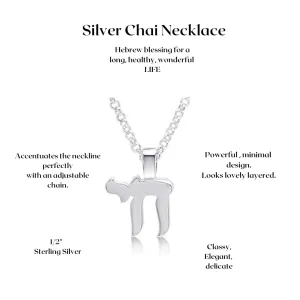 Chai Hebrew Necklace Jewish Jewelry Sterling Silver | Men and Women