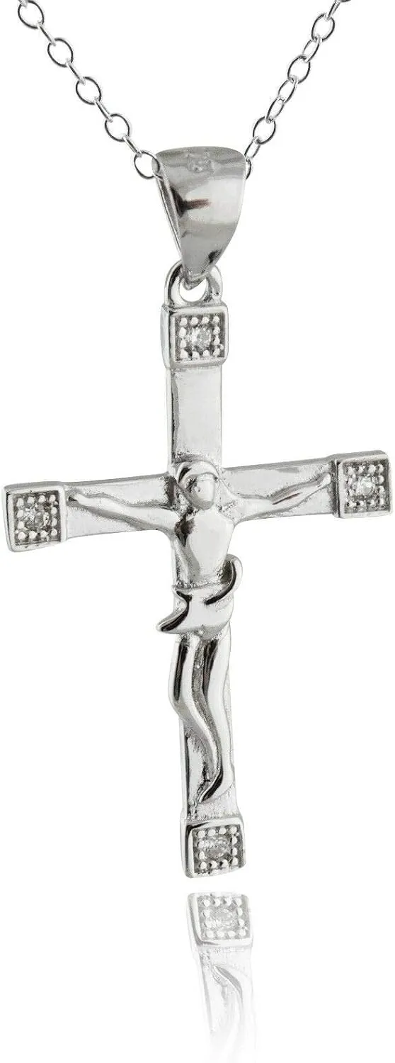 Charms Decorations Pendants bracelets Crucifix Cross Necklace - 925 Sterling Silver - Jesus Catholic Cross Pendant NEW
