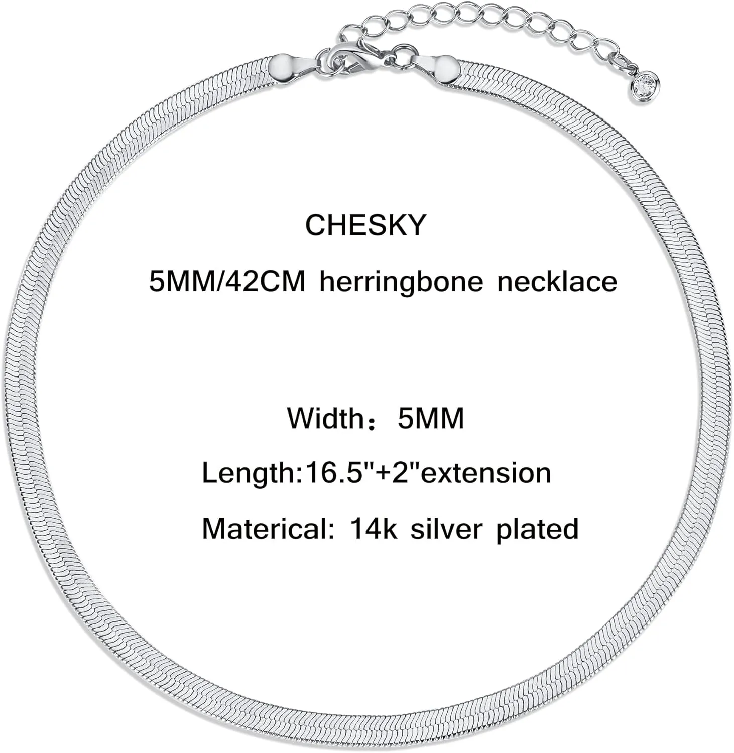 CHESKY Gold Necklace for Women-14K Plated sterling silver Snake Chain Necklace Dainty Simple Chunky Herringbone Necklace Choker Necklaces Jewelry for Women