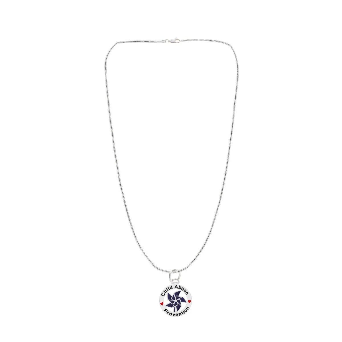 Child Abuse Prevention Blue Pinwheel Charm Necklaces