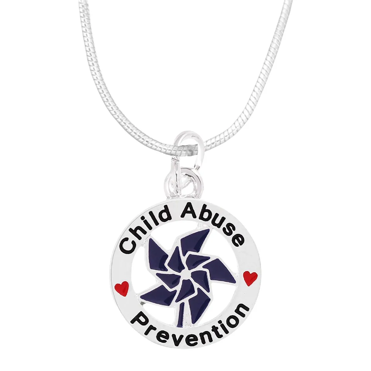 Child Abuse Prevention Blue Pinwheel Charm Necklaces