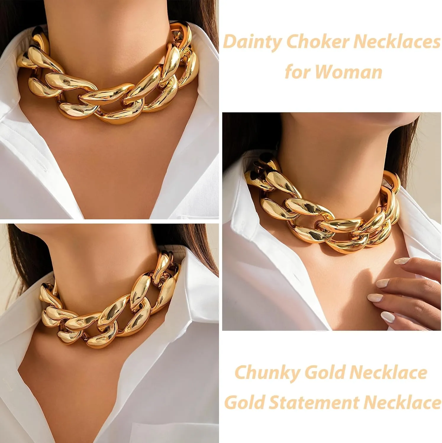 choice of all Chunky Gold Necklace Statement Necklace for Women Punk Chunky Chain Necklaces Dainty Gold Choker Accessories Jewelry for Women Trendy