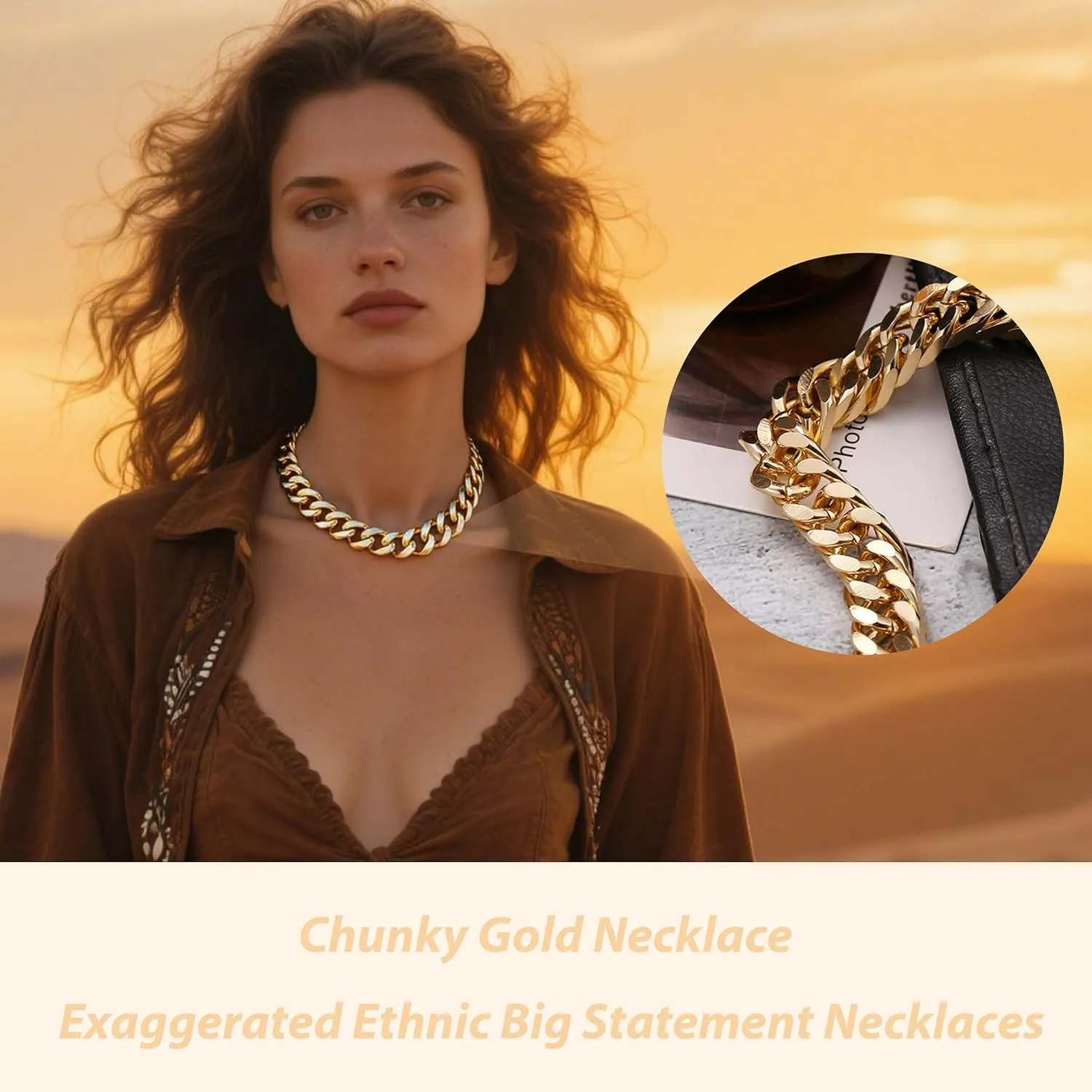 choice of all Chunky Gold Necklace Statement Necklace for Women Punk Chunky Chain Necklaces Dainty Gold Choker Accessories Jewelry for Women Trendy