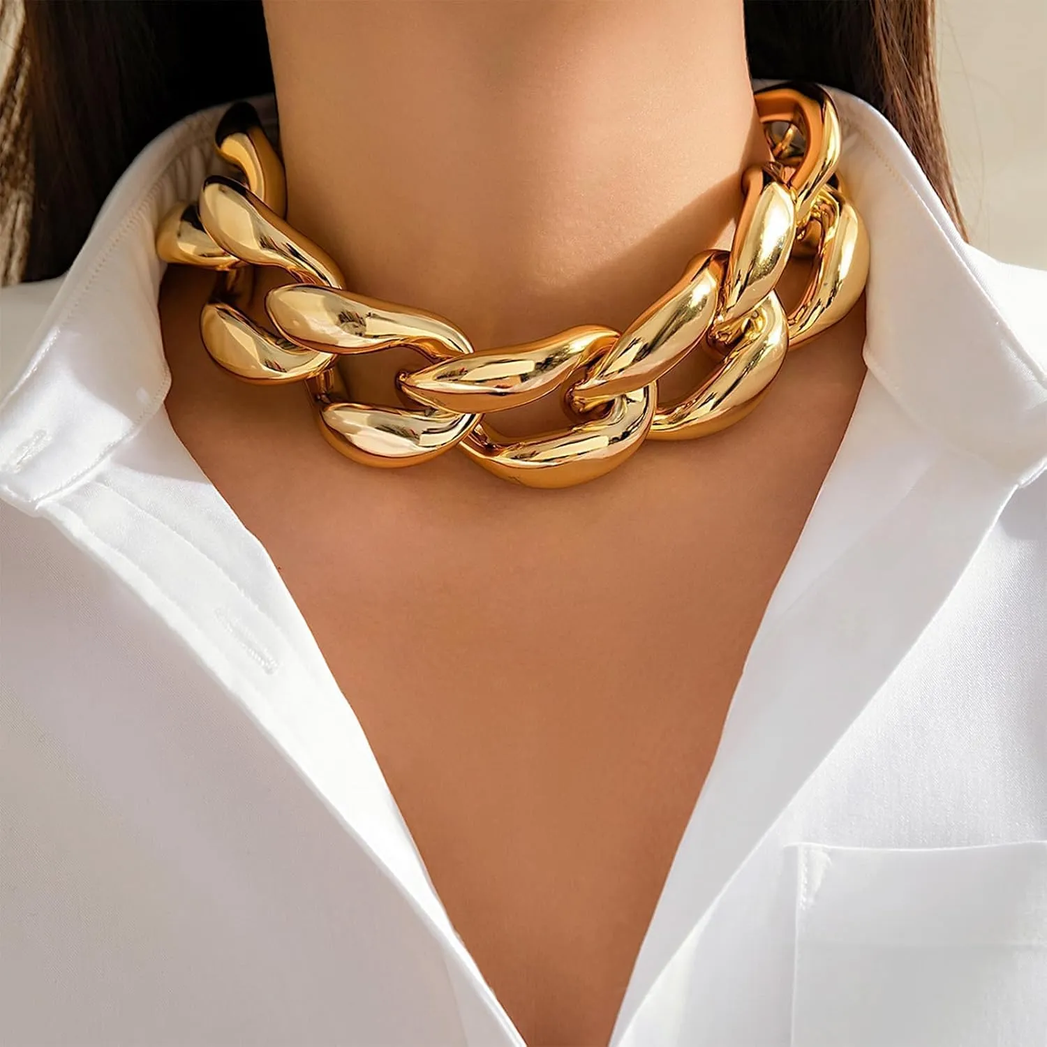 choice of all Chunky Gold Necklace Statement Necklace for Women Punk Chunky Chain Necklaces Dainty Gold Choker Accessories Jewelry for Women Trendy