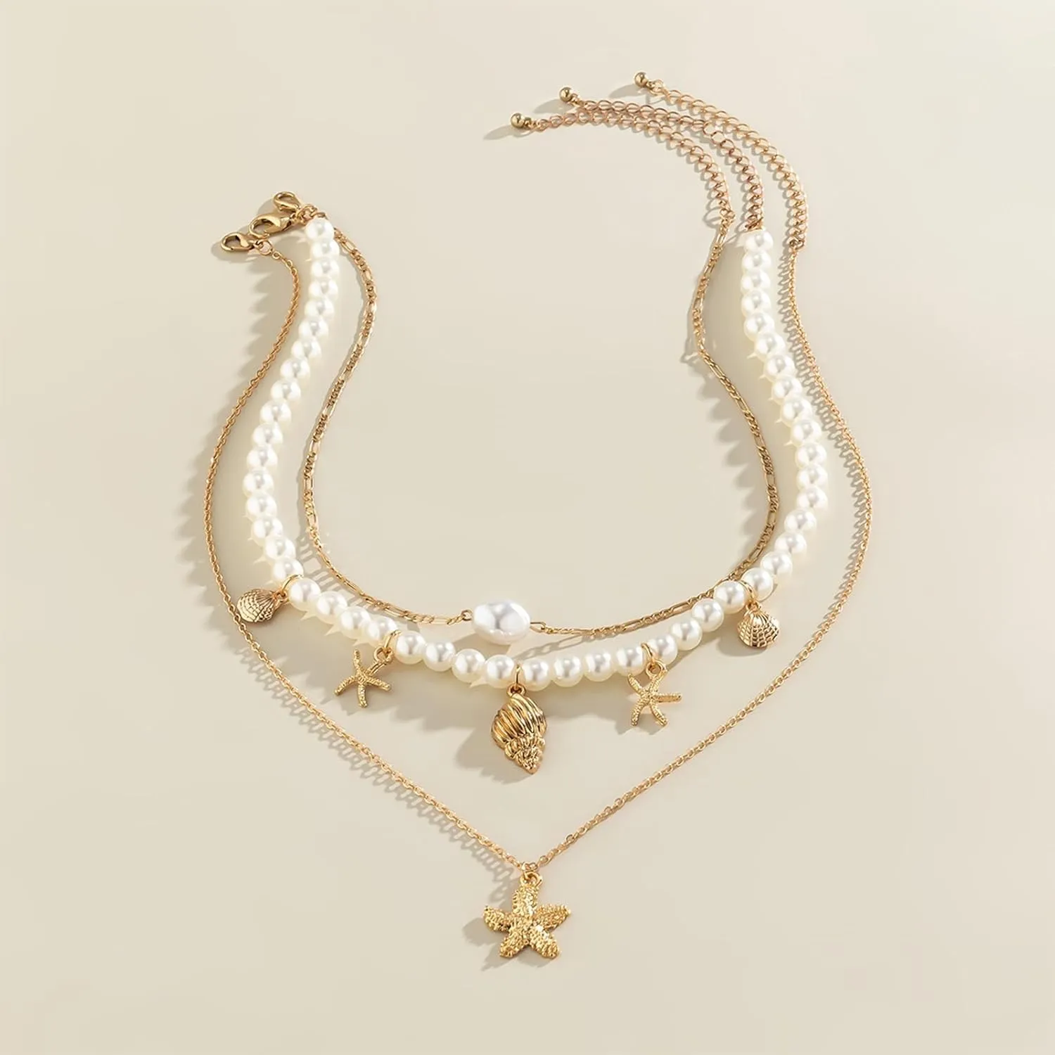 choice of all Gold Sea Shell Charm Necklace Jewelry for Women Summer Boho Seashell Beach Starfish Necklace Fashion Accessories Summer Beach Vacation Clothes Dresses 2025