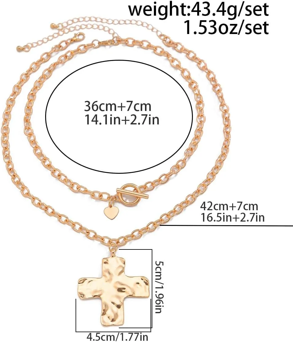 Chunky Cross Necklace for Women, Statemnet Necklaces Cross Pendant Chain Choker Vintage Statement Necklace Jewelry