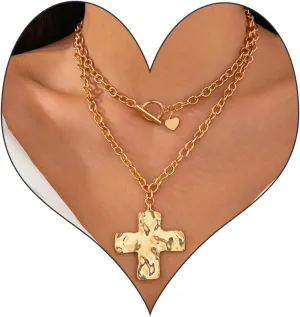Chunky Cross Necklace for Women, Statemnet Necklaces Cross Pendant Chain Choker Vintage Statement Necklace Jewelry