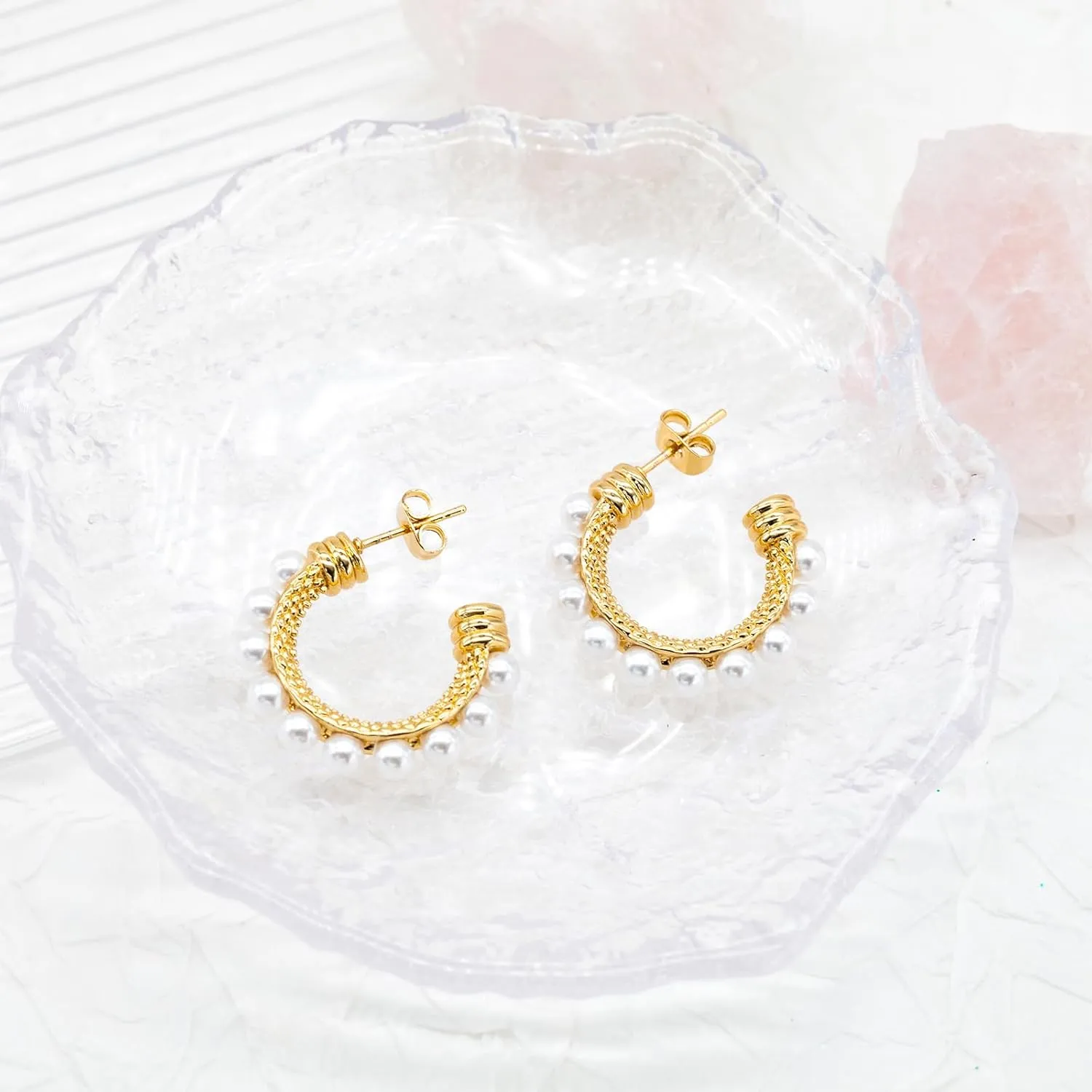 Chunky Drop Earrings for Women 14K Gold Plated Earrings, Lightweight Water-drop Earrings Wide Round Hoop Earrings