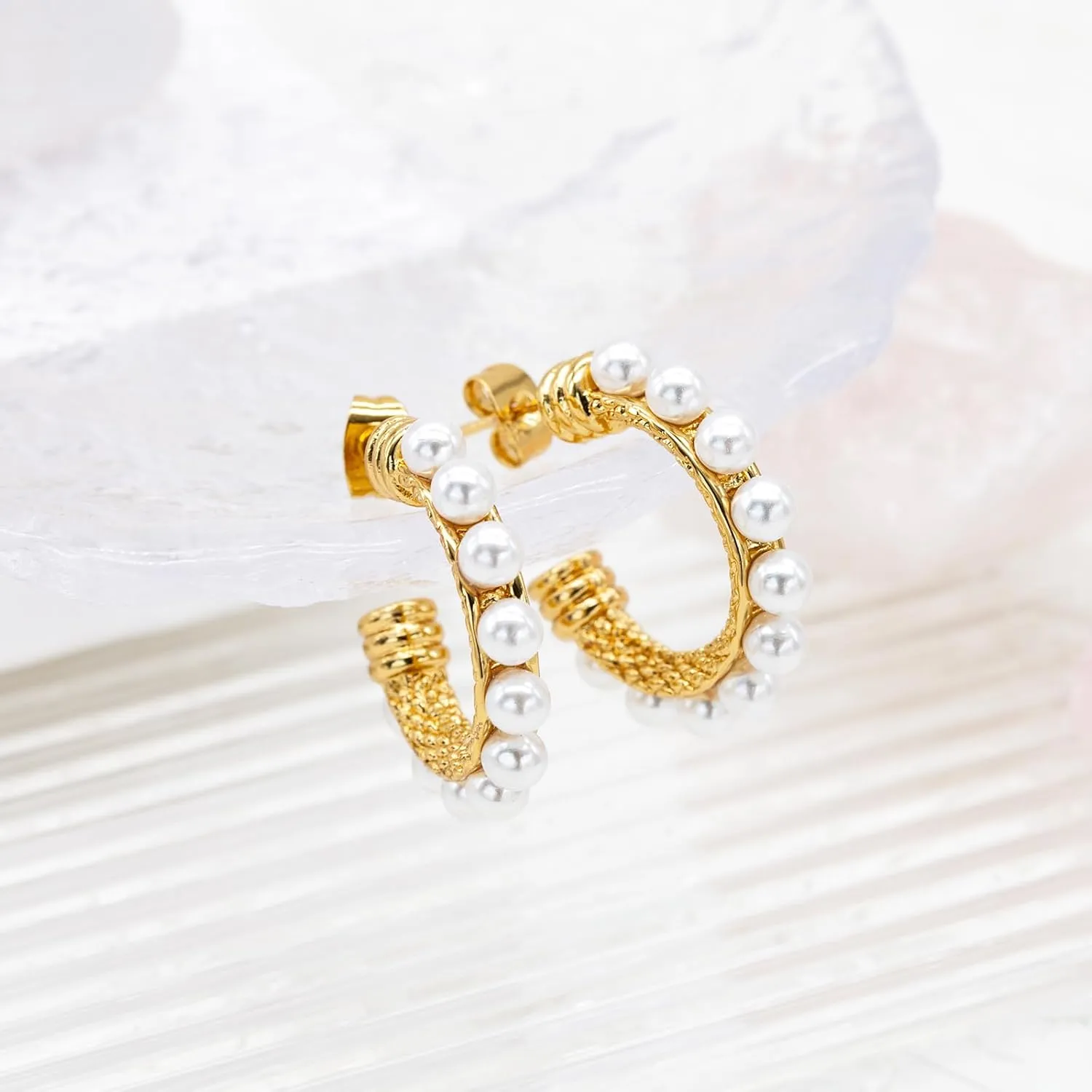Chunky Drop Earrings for Women 14K Gold Plated Earrings, Lightweight Water-drop Earrings Wide Round Hoop Earrings