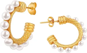 Chunky Drop Earrings for Women 14K Gold Plated Earrings, Lightweight Water-drop Earrings Wide Round Hoop Earrings