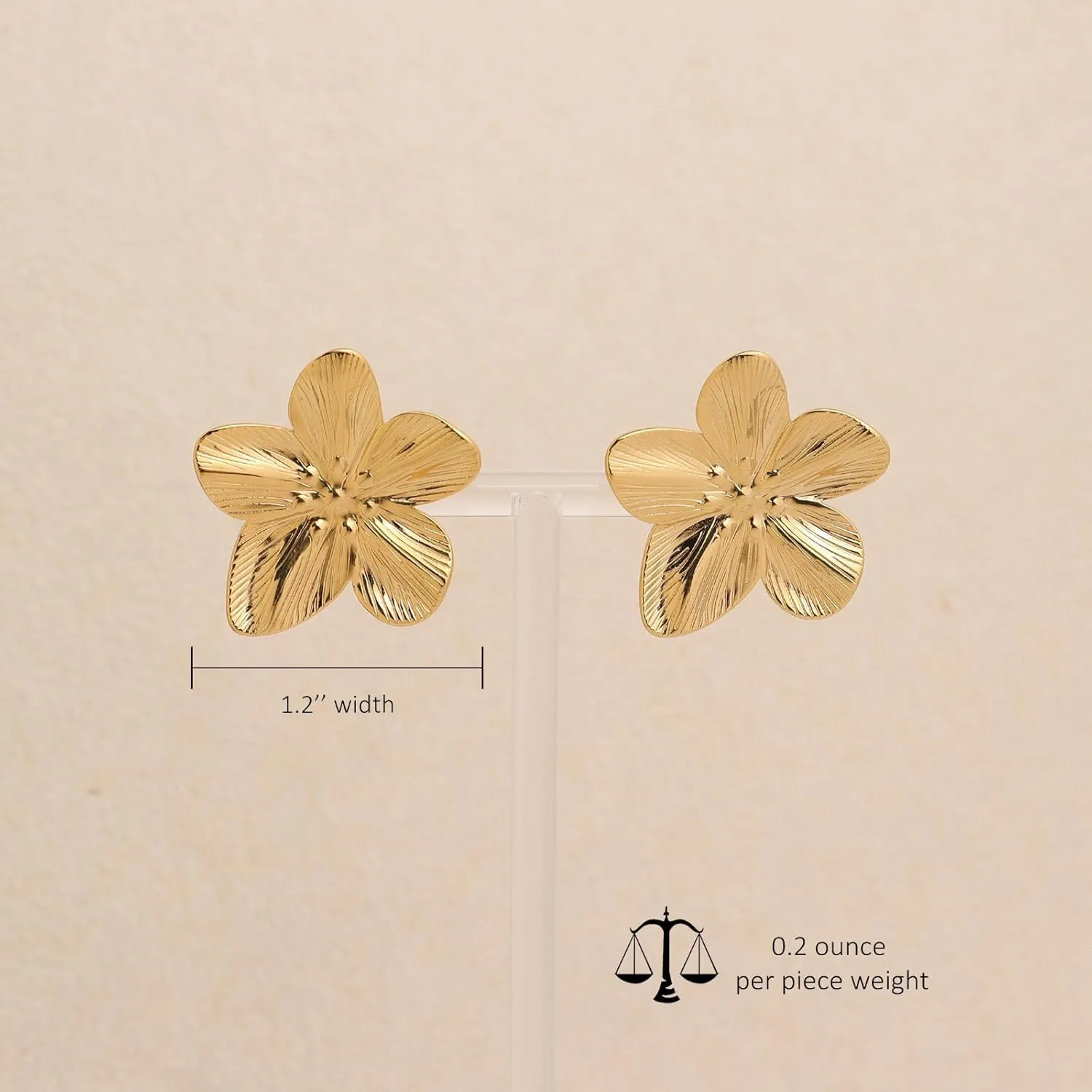 Chunky Gold Geometric Flower Stud Earrings for Women, Trendy Statement Brown Prom Rhinestone Jewelry Holoday Gift