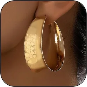 Chunky Gold Hoop Earrings for Women 14k Gold Plated Chunky Gold Earrings Thick Gold Chunky Earrings Large Big Chunky Hoops Earring Trendy Hypoallergenic Gold Statement Earrings Jewelry
