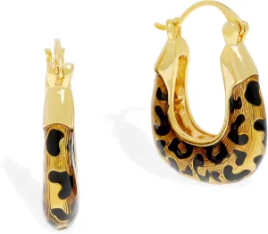 Chunky Gold Hoop Earrings for Women, Trendy Vintage Geometric Leopard Print Earing Prom Fashion Jewelry Gift