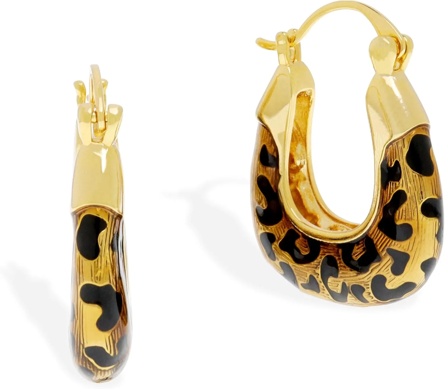 Chunky Gold Hoop Earrings for Women, Trendy Vintage Geometric Leopard Print Earing Prom Fashion Jewelry Gift