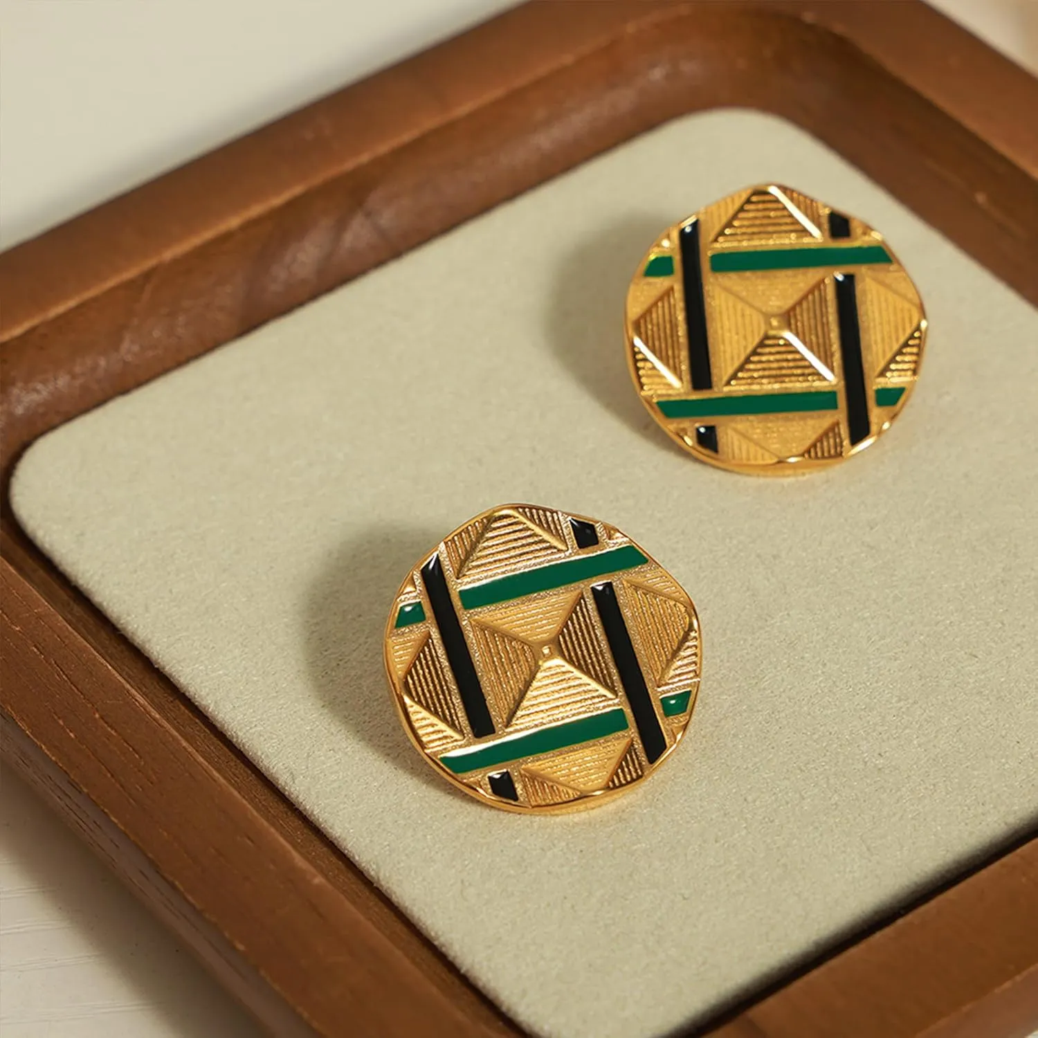 Chunky Gold Stud Earrings for Women, Trendy Statement Geometric Textured Lightweight Hypoallergenic Earing Prom Vintage Jewelry Gift