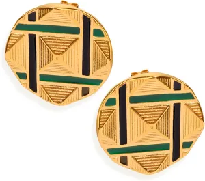 Chunky Gold Stud Earrings for Women, Trendy Statement Geometric Textured Lightweight Hypoallergenic Earing Prom Vintage Jewelry Gift