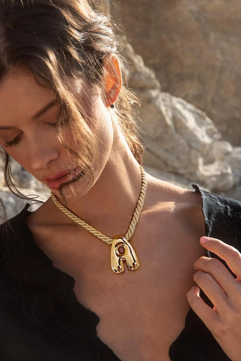 Chunky Initial Necklace for Women Trendy Bubble Letter Necklace Gold Balloon Initial Letter Pendant Thick Gold Alphabet Chunky Custom Name Fashion Jewelry