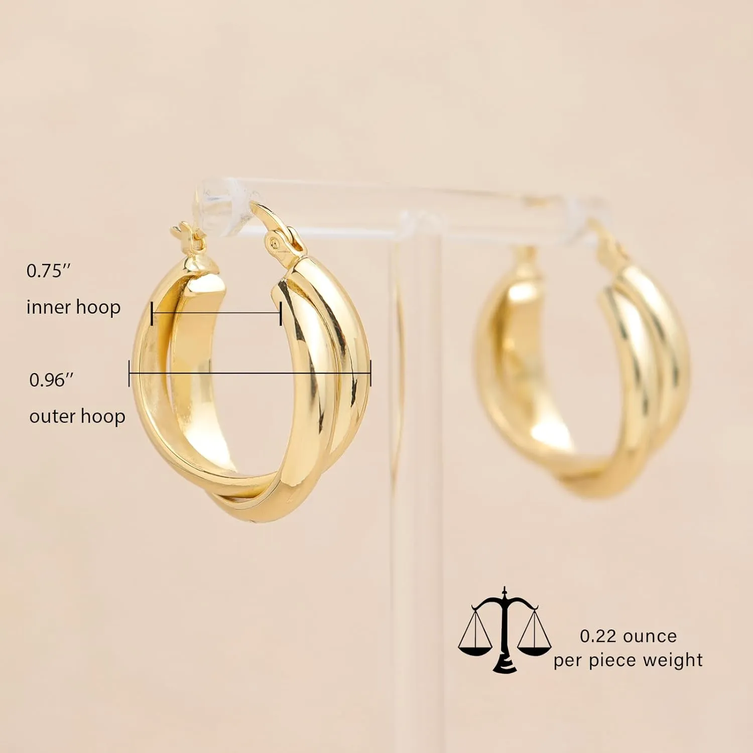 Chunky Large Gold Puffy Open Hoop Earrings for Women,Trendy Statement Big Minimalist Wavy Huggie Earing Prom Jewelry Gift