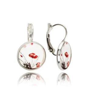Classic Everyday Small Round Drop Earrings for Women (Style N 16 - White Red Silver)