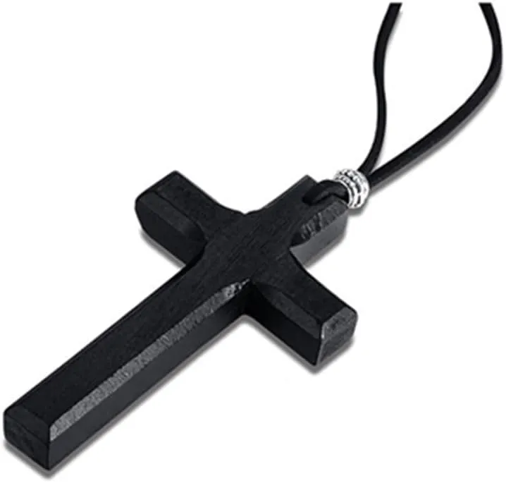 Classic Wood Cross Pendant Necklace Simple Natural Wood Layer Cross Necklace Vintage Religious Pendant Necklace Jewelry for Women Men