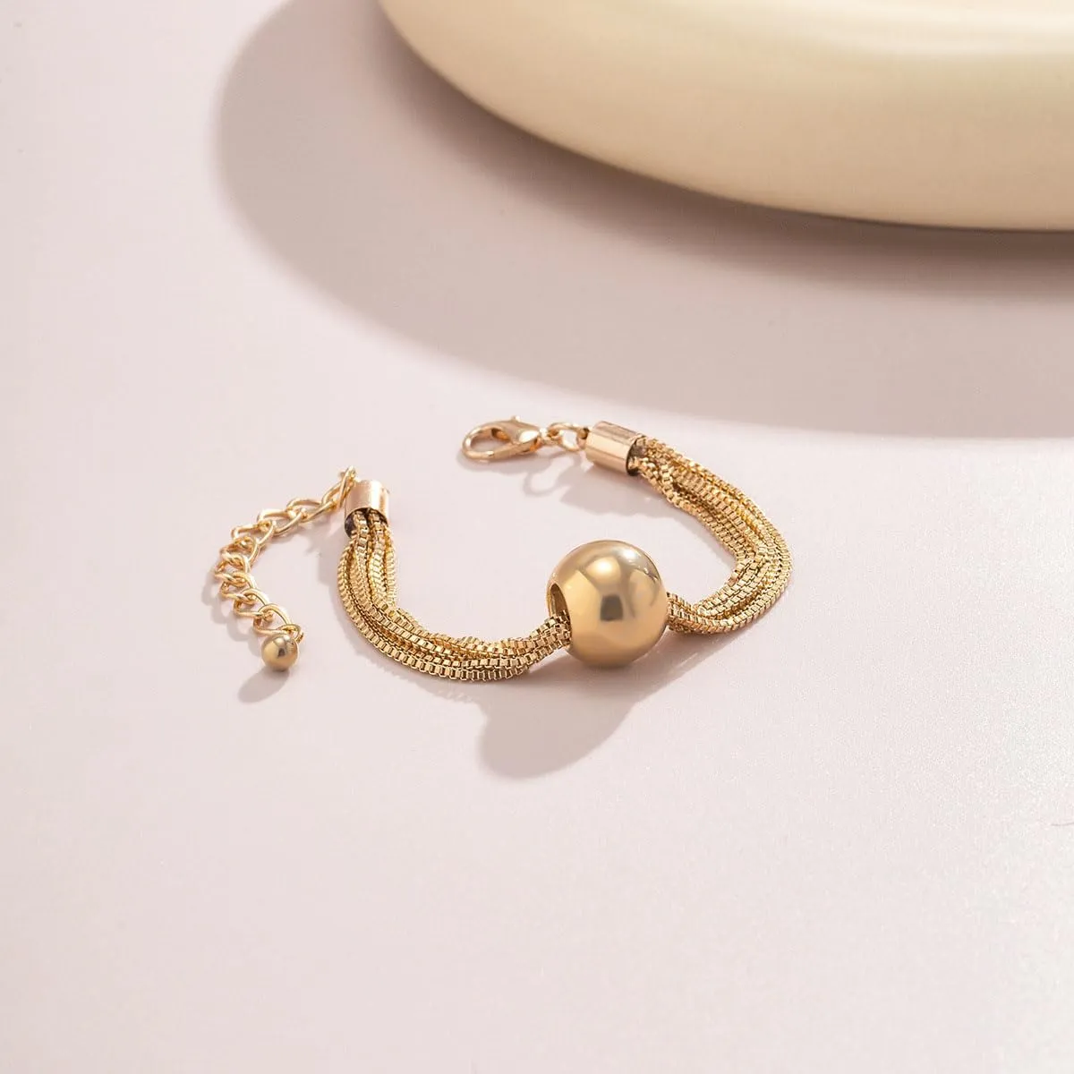 Clataly Chunky Sphere Pendant Necklace Exaggerated Multi-layer Statement Necklace Bracelets Thick Chains Jewelry for Women