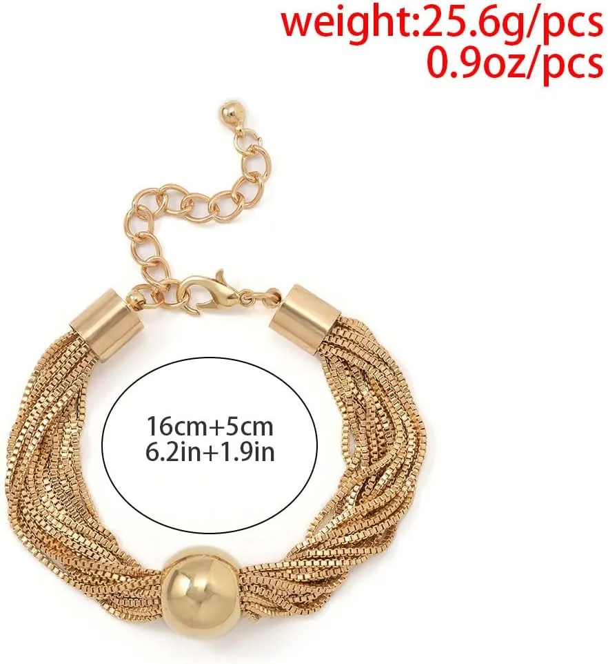 Clataly Chunky Sphere Pendant Necklace Exaggerated Multi-layer Statement Necklace Bracelets Thick Chains Jewelry for Women