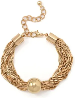 Clataly Chunky Sphere Pendant Necklace Exaggerated Multi-layer Statement Necklace Bracelets Thick Chains Jewelry for Women