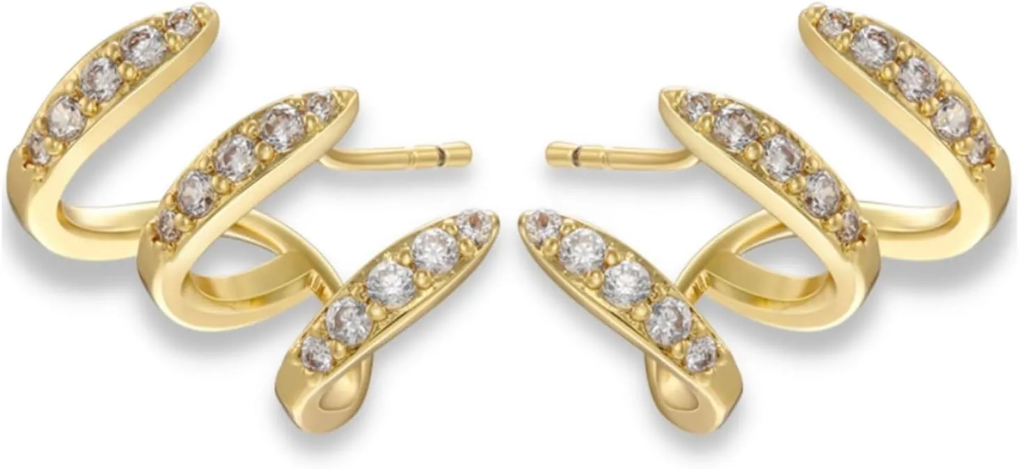 Claw Earrings For Women, Multilayer Claw Earrings Cuff, Cubic Zirconia Ear Wrap Hoop Cubic Zirconia Piercing Cuff Earrings