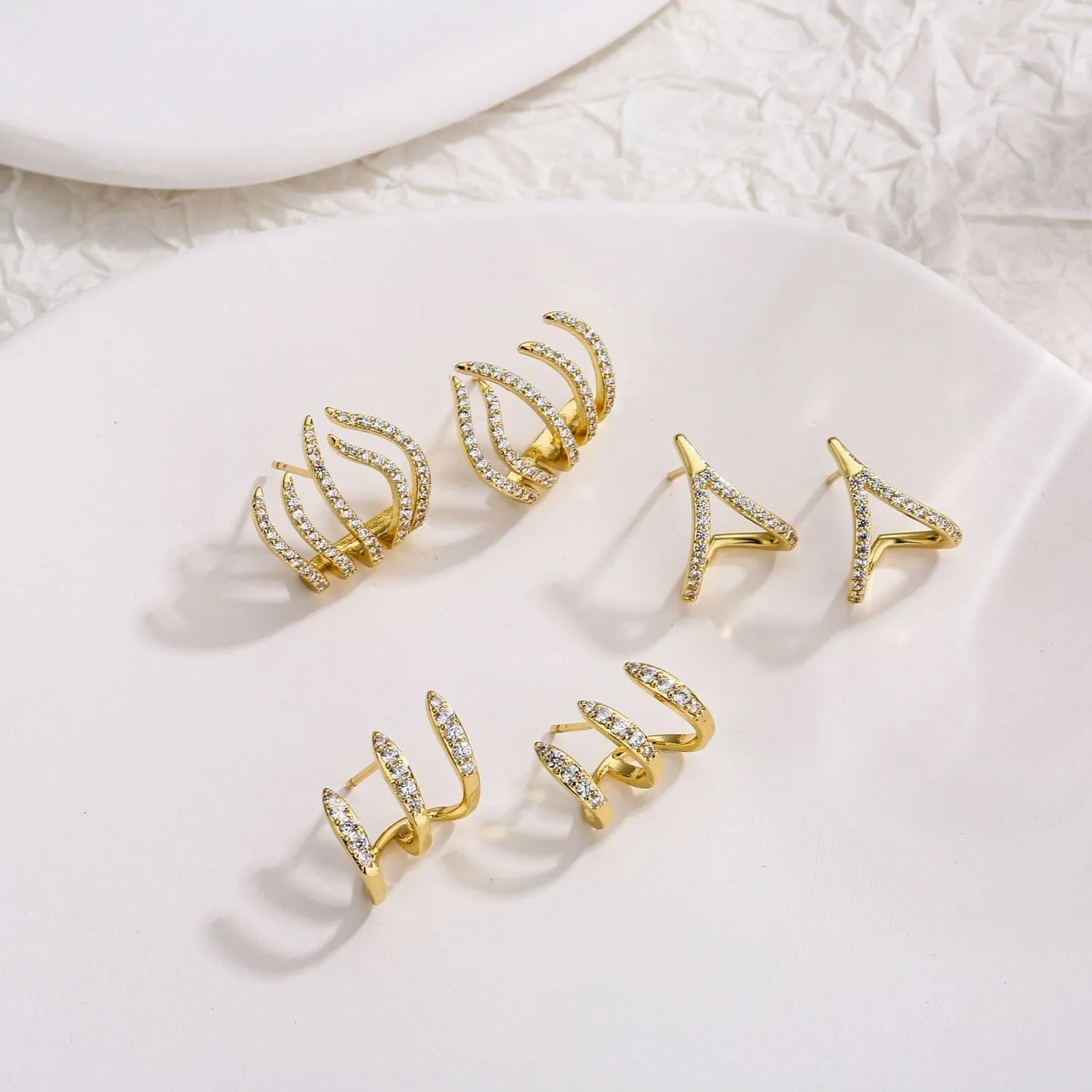 Claw Earrings For Women, Multilayer Claw Earrings Cuff, Cubic Zirconia Ear Wrap Hoop Cubic Zirconia Piercing Cuff Earrings