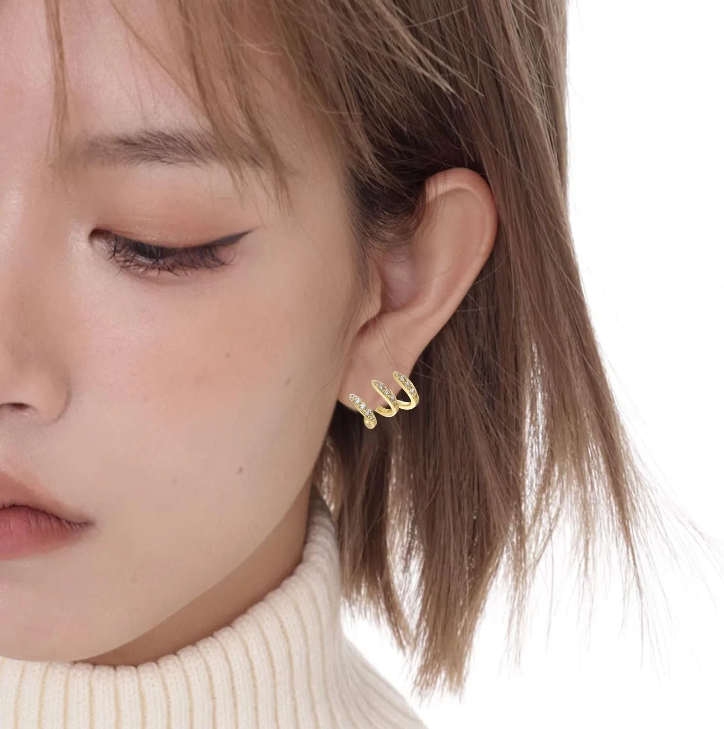 Claw Earrings For Women, Multilayer Claw Earrings Cuff, Cubic Zirconia Ear Wrap Hoop Cubic Zirconia Piercing Cuff Earrings