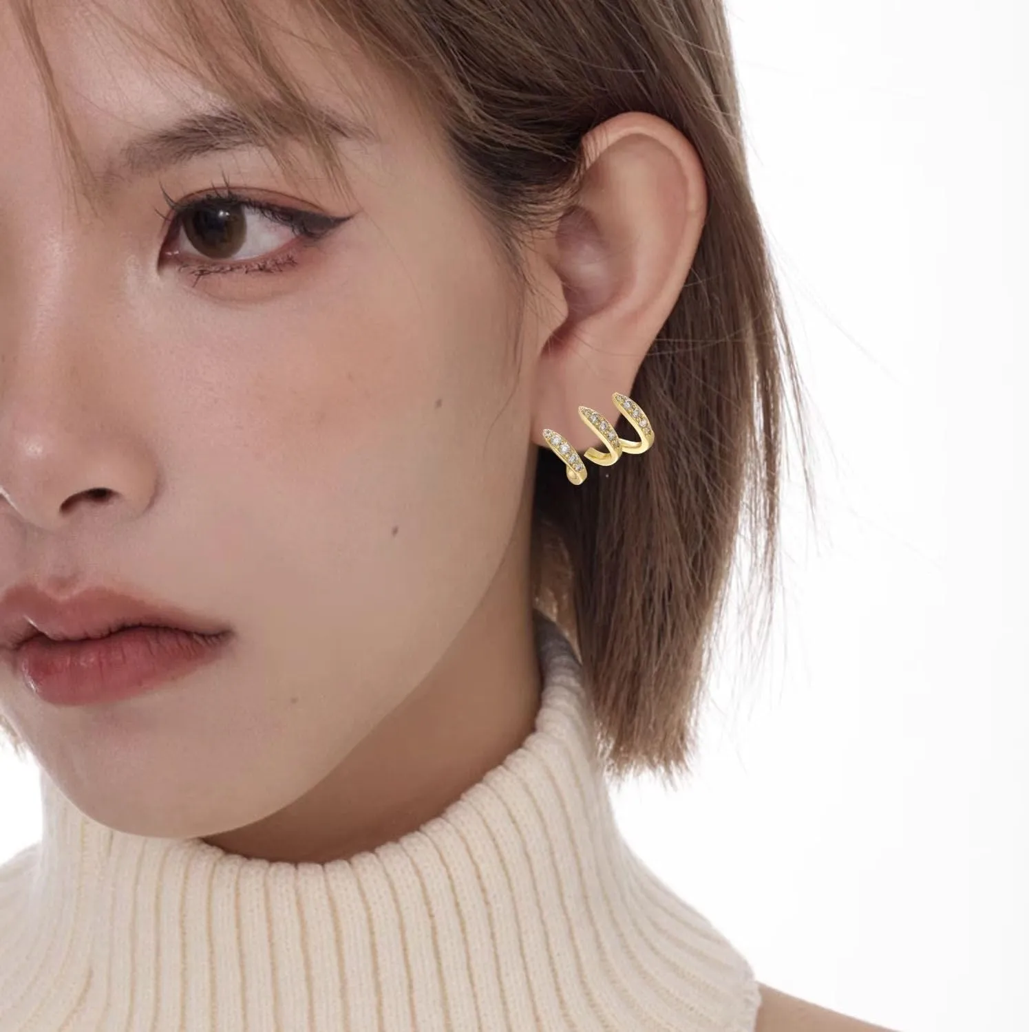 Claw Earrings For Women, Multilayer Claw Earrings Cuff, Cubic Zirconia Ear Wrap Hoop Cubic Zirconia Piercing Cuff Earrings