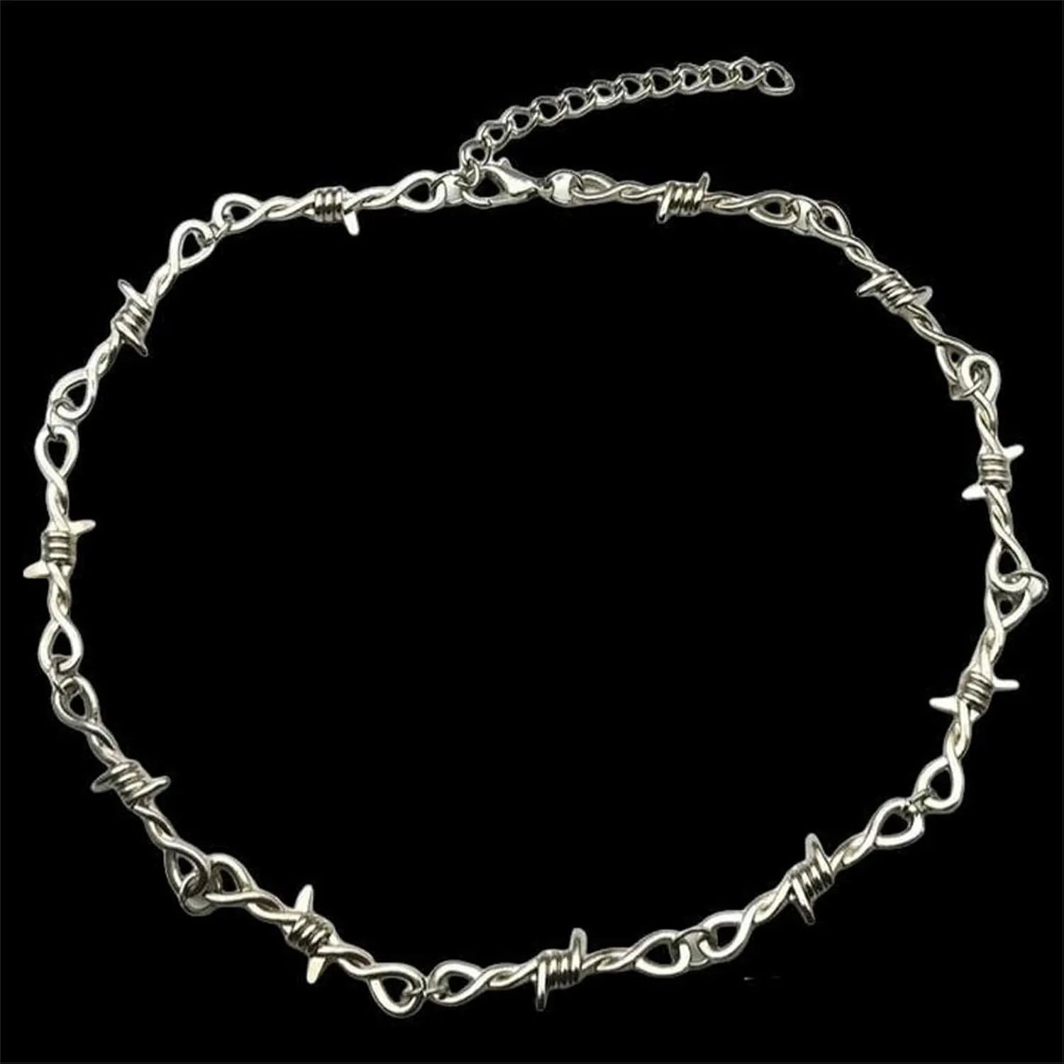 coadipress Unisex Gothic Thorns Choker Necklace for Men Women Personalized Punk Hip Hop Heavy Duty Padlock Metal Collar Thorns Barbed Wire Choker Necklace Harajuku Chain Jewelry Gift
