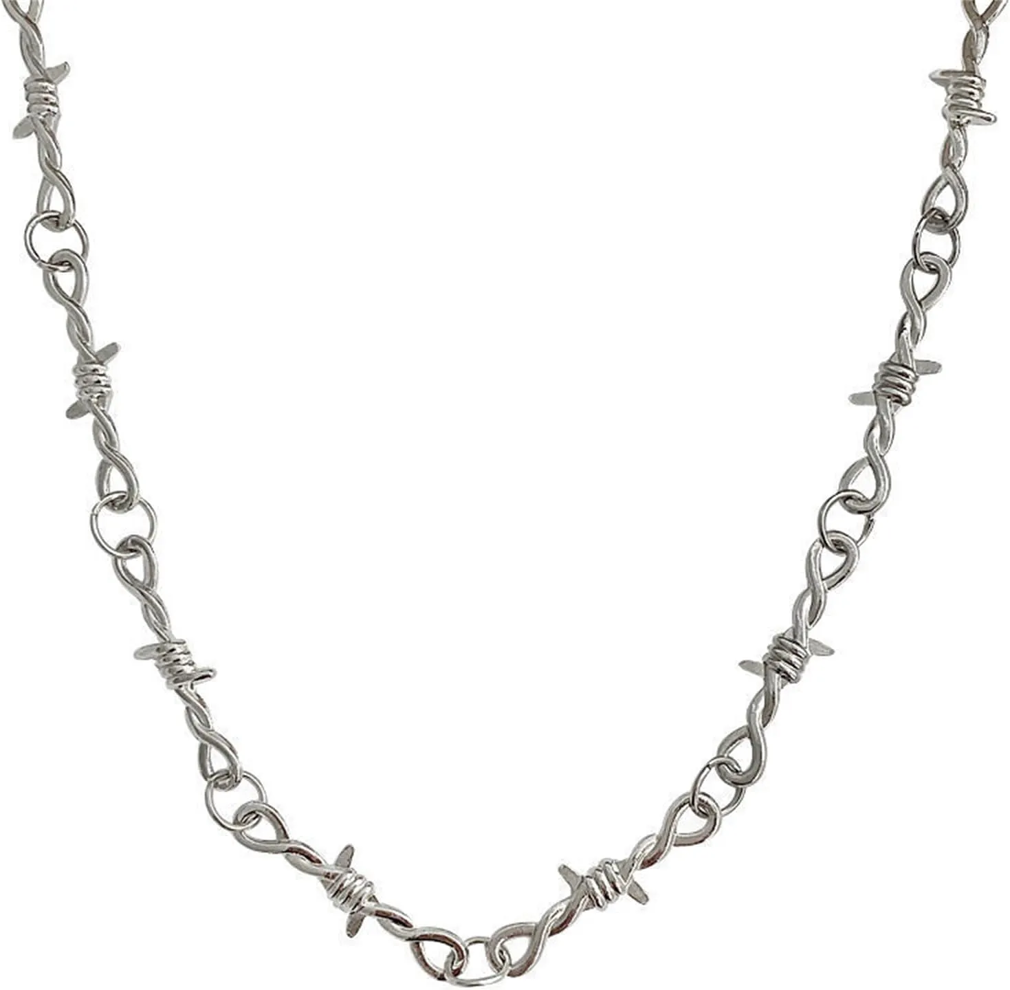 coadipress Unisex Gothic Thorns Choker Necklace for Men Women Personalized Punk Hip Hop Heavy Duty Padlock Metal Collar Thorns Barbed Wire Choker Necklace Harajuku Chain Jewelry Gift