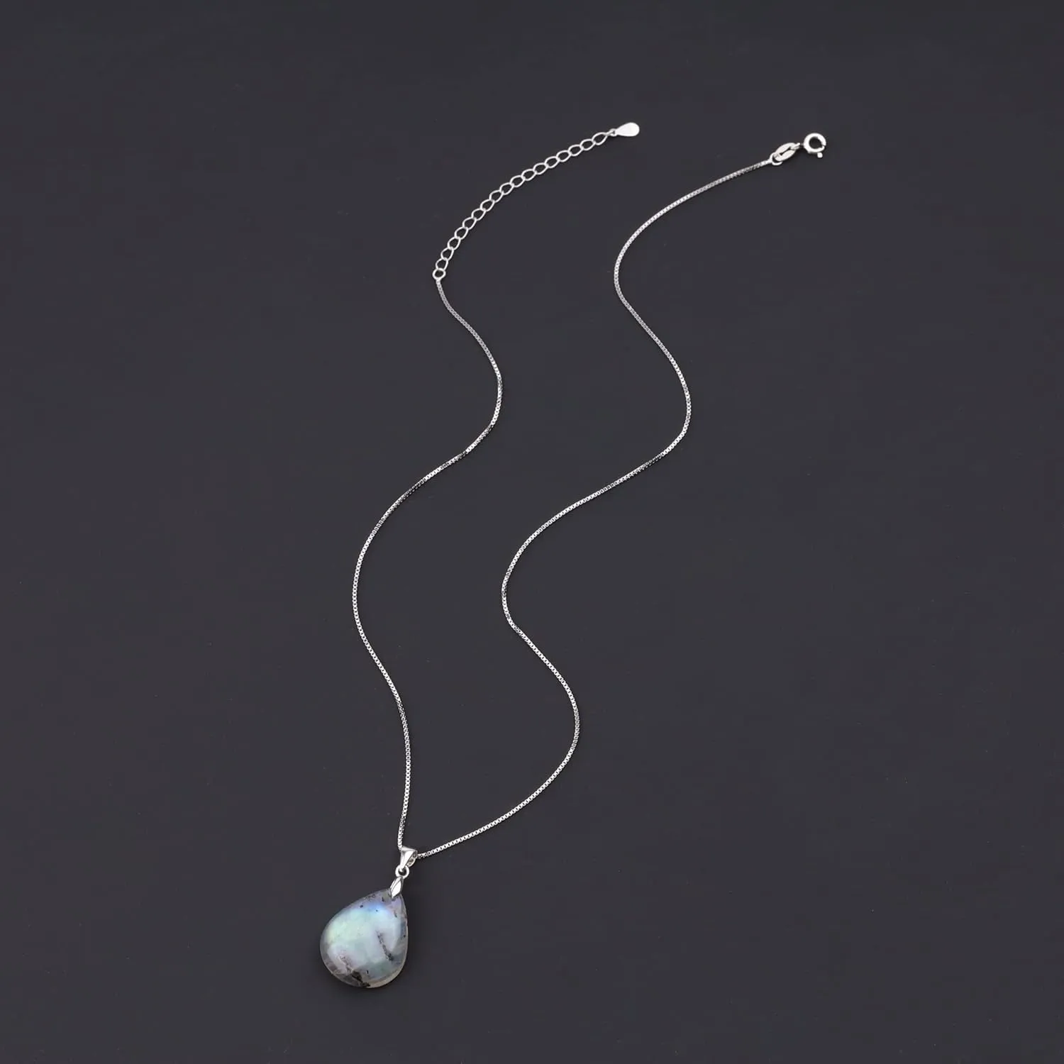 COAI 925 Sterling Silver Teardrop Crystal Necklace for Women, Teardrop Pendant for Women