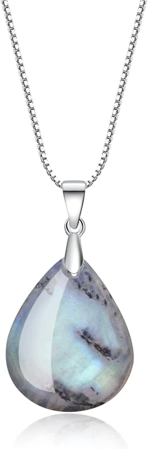 COAI 925 Sterling Silver Teardrop Crystal Necklace for Women, Teardrop Pendant for Women