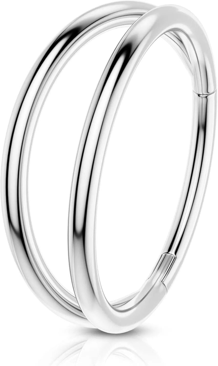 COCHARM 16g Double Nose Rings for Single Piercing 316L Surgical Steel Nose Hoop Daith Cartilage Conch Piercing Jewelry