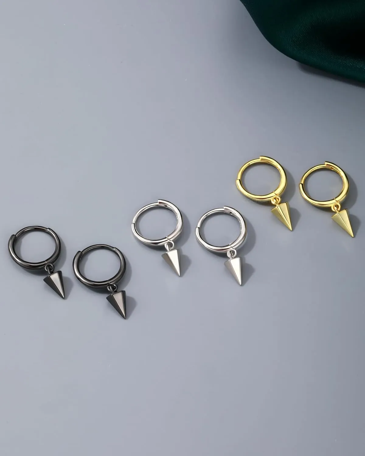 COCHARM 20g Huggie Hoop Earrings 14K Real Gold Plated 925 Sterling Silver Cartilage Hoop Earrings Spike Drop Earrings for Women Men