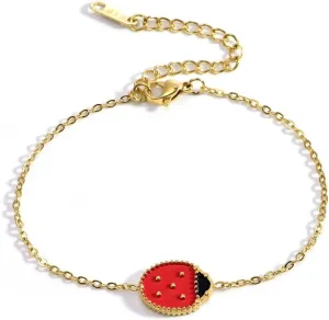 Color Stone Ladybug Bracelets for Women 18k Gold Plated Stainless Steel Heart Leaf Charms Bracelet White Shell Bracelet Handmade Enamel Bangles Designer Brand