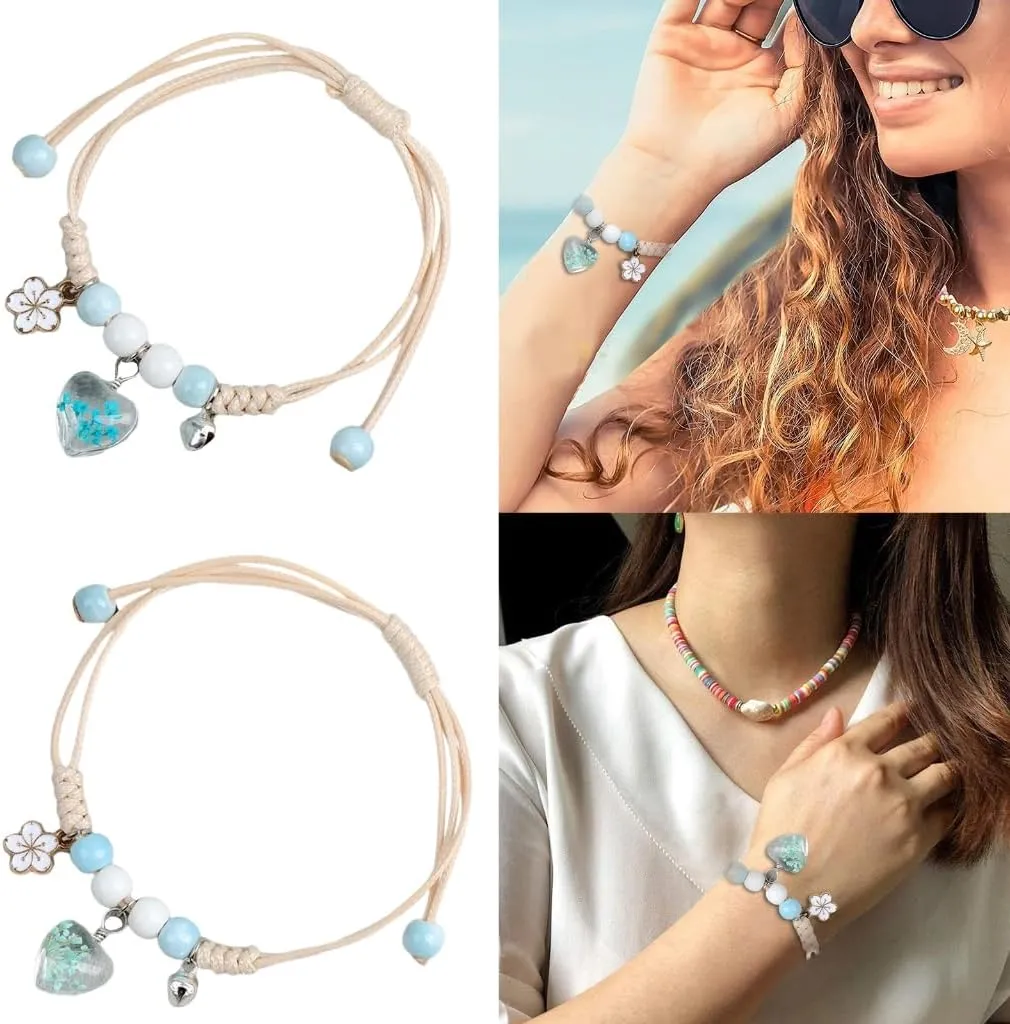 Colorful Floral Patterns Wristband Trendy Braided Friendship Bracelet with Flower Designs for Daily Wear Parties