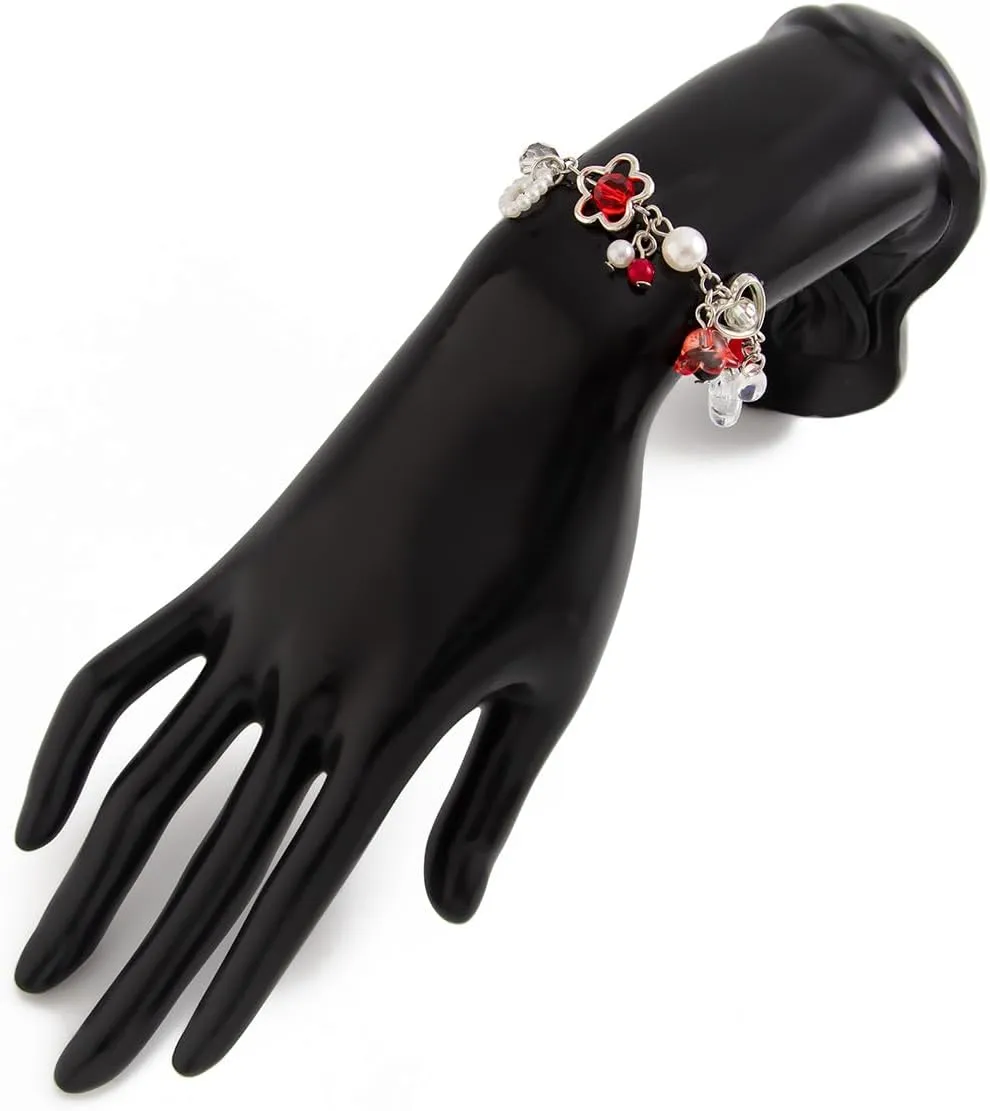 Cool Punk Y2K Star Beaded Bracelet for Women Handmade Pentagram Star Strawberry Flower Bracelet Aesthetic Grunge Punk Beads Bracelet for Couples Friends BFF Jewelry Gifts