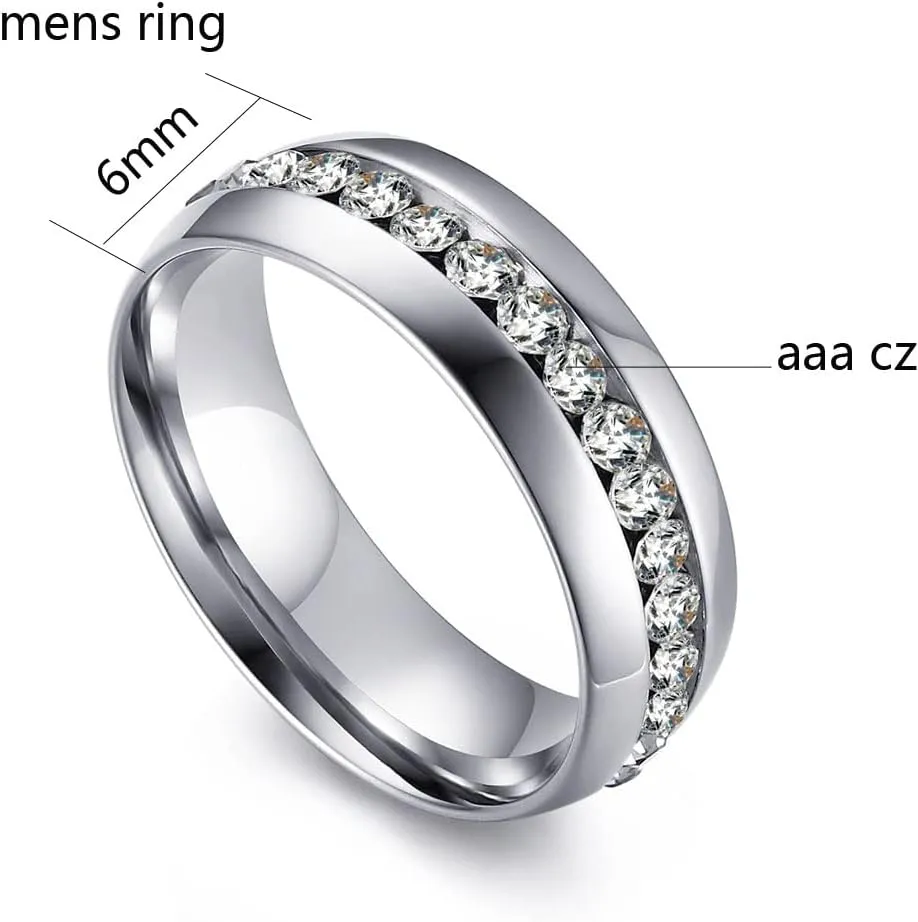 Couple Rings Matching Rings White Gold Plated 925 Sterling Silver Wedding Ring for Women Titanium Wedding Band