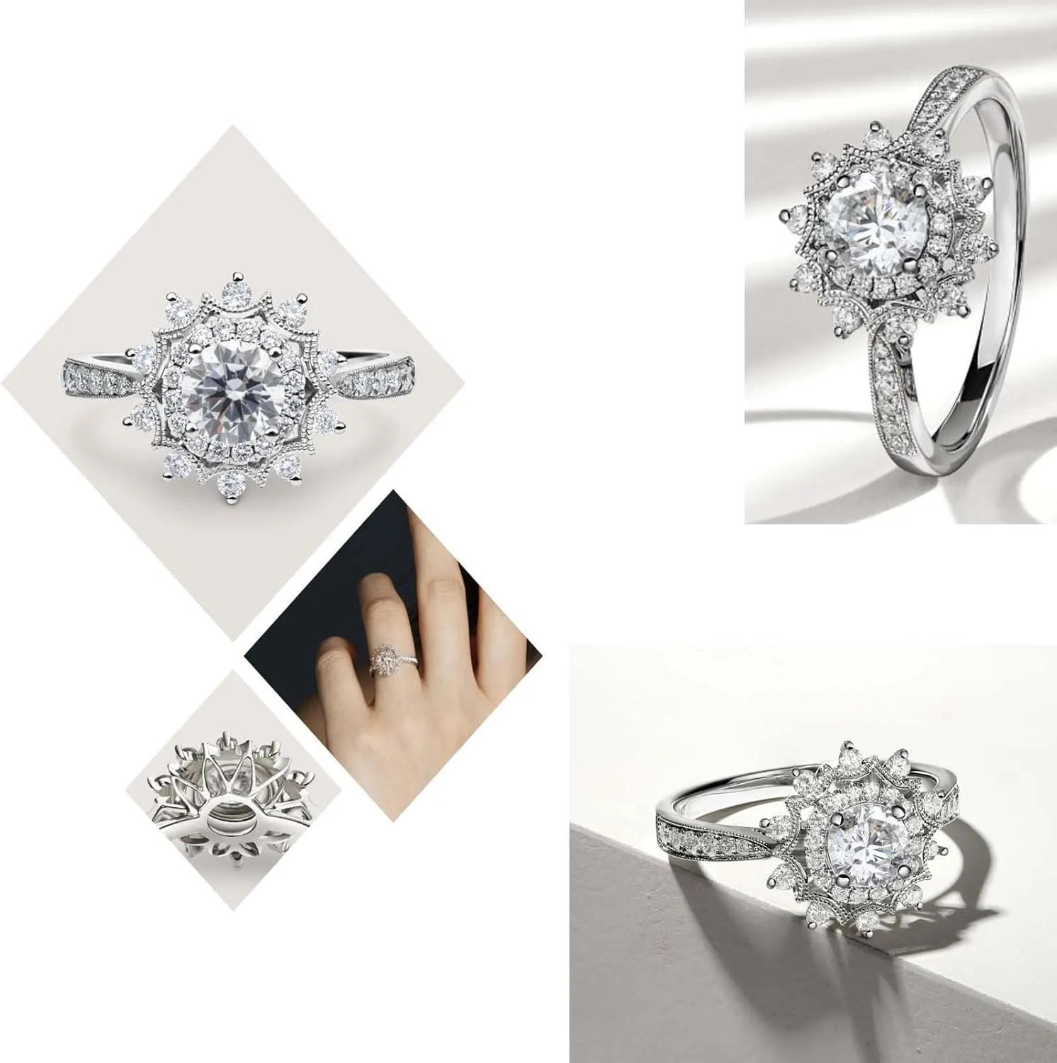 Couple Rings Matching Rings White Gold Plated 925 Sterling Silver Wedding Ring for Women Titanium Wedding Band