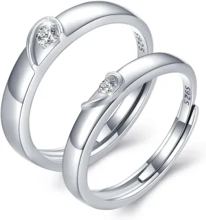Couples Heart Shape Ring 925 Sterling Silver Promise Couple Rings for Men Women,True Love Wedding Rings Jewelry Engagement Gift
