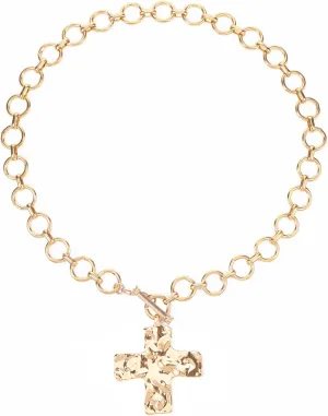 Cross Necklace Chunky Statement Gold Cross Pendant Necklace Hammered Bold Cross Necklace Thick Chain Chunky Gold Statement Pendant Necklace Vintage Chain Pendant Jewelry (chunky cross)