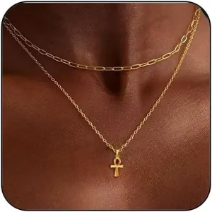 Cross Necklace for Women Dainty 18K Gold Plated Cross Chain Gold Cross Pendant Cute Cimple Necklaces for Women Trendy