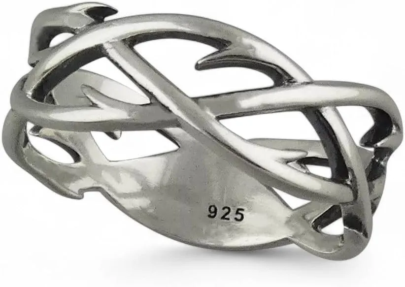 Crown of Thorns Ring 925 Sterling Silver Christian Faith Size 6 Unisex - Sterling Silver Rings - Women's Jewelry Gifts